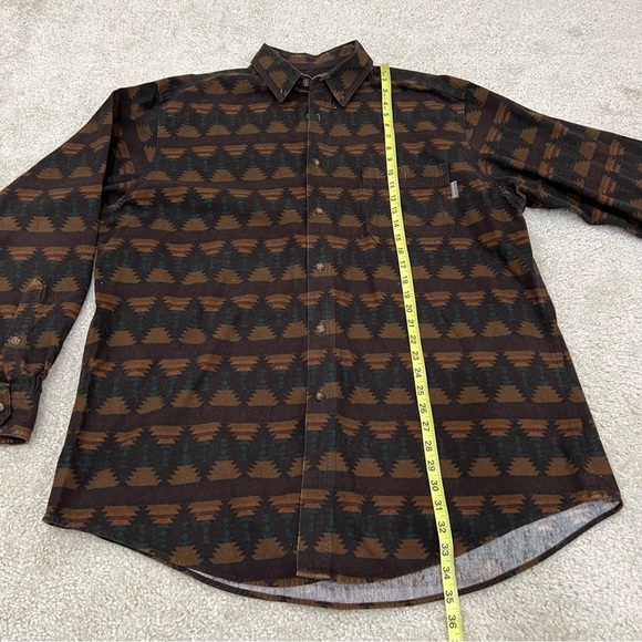 WOOLRICH Flannel Shirt Heavy Brown Southwestern Aztec Long Sleeve Mens Size XL, - Picture 7 of 16